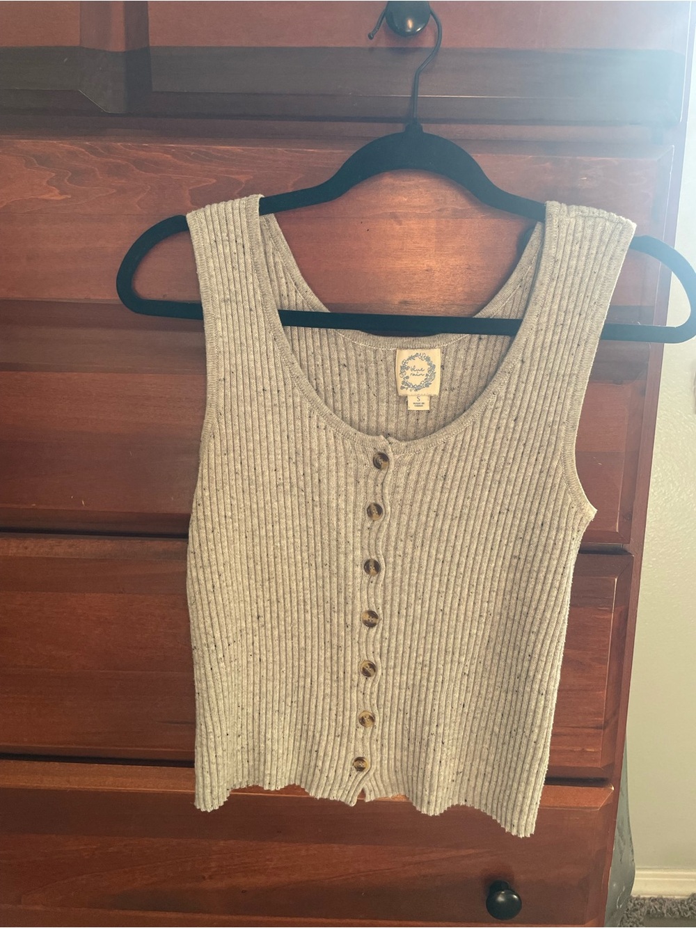 Blue Rain Ribbed Button-Front Sweater Tank — Size S